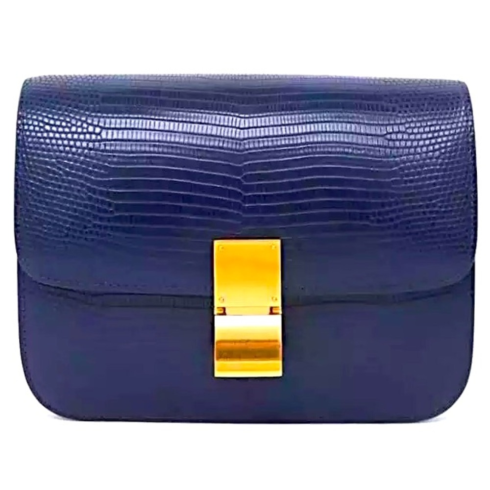 Box Bag in navy snakeskin